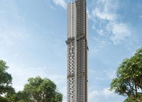 Promenade Peak 建筑外观效果图，展示位于第3区 Zion Road 的单塔高层河畔住宅，靠近新加坡河与市中心边缘。