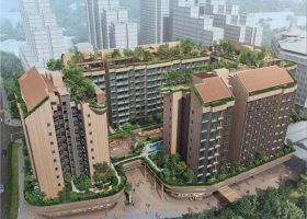 The Robertson Opus（罗奥湾）建筑外观效果图，展示位于第9区 Robertson Quay 的 999 年地契河畔住宅项目。