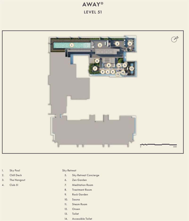 W Residences Marina View Singapore（滨海景苑）住宅设施布局图，展示低密度公共设施与整体开发结构。