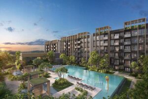 Narra Residences（翠岚轩）位于 牛乳场径 的住宅立面，新加坡第 23 区自然系家庭公寓