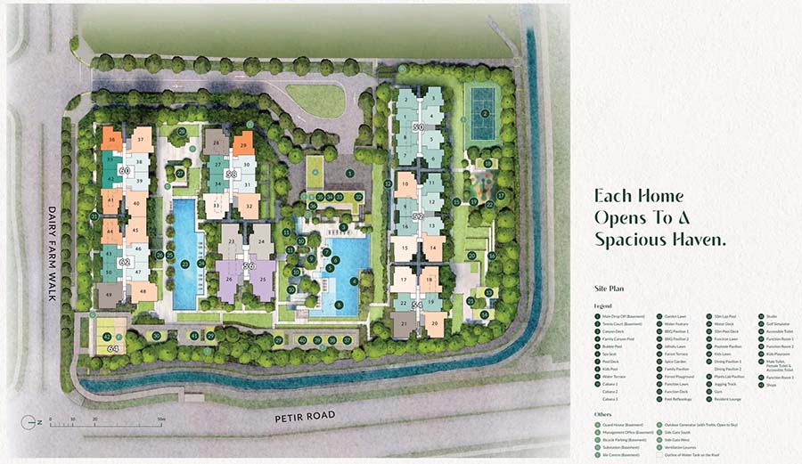 Narra Residences（翠岚轩）项目总平面与低密度设施布局示意图